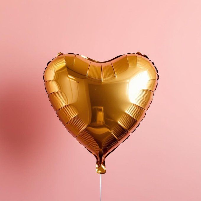 BOX BALLON COEUR OR + MESSAGE PERSONNALISE 