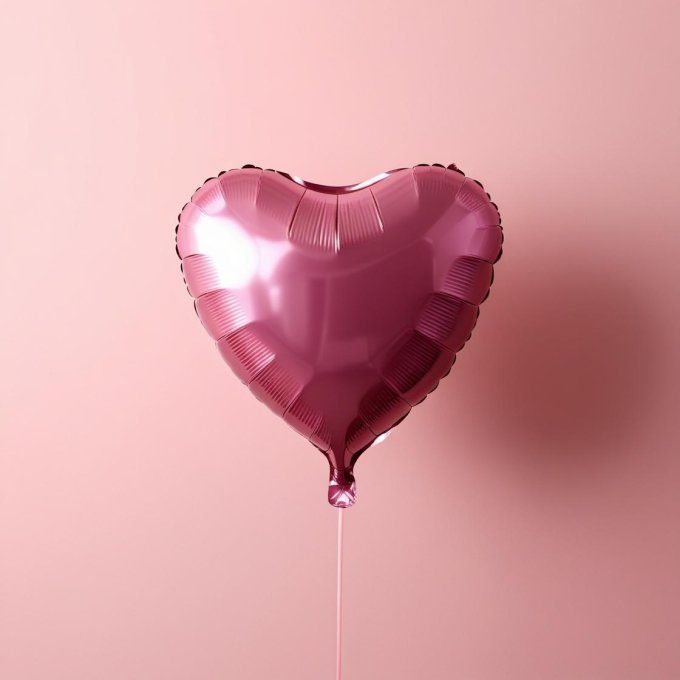 BOX BALLON COEUR ROSE + MESSAGE PERSONNALISE