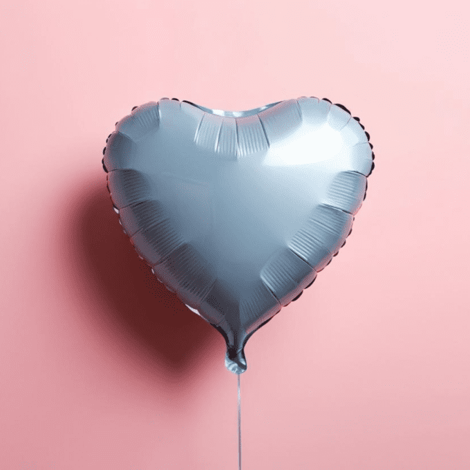 BOX BALLON COEUR BLEU PASTEL + MESSAGE PERSONNALISE