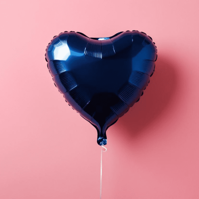 BOX BALLON COEUR BLEU ROI + MESSAGE PERSONNALISE