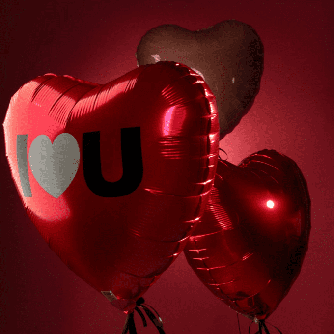 BOX BALLON COEUR I LOVE YOU + MESSAGE PERSONNALISE