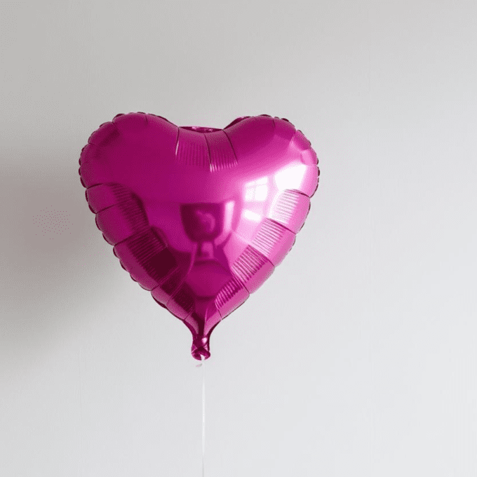 BOX BALLON COEUR FUCHSIA + MESSAGE PERSONNALISE 