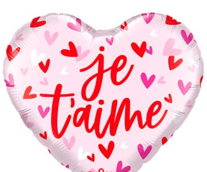 BOX BALLON COEUR JE T'AIME + MESSAGE PERSONNALISE